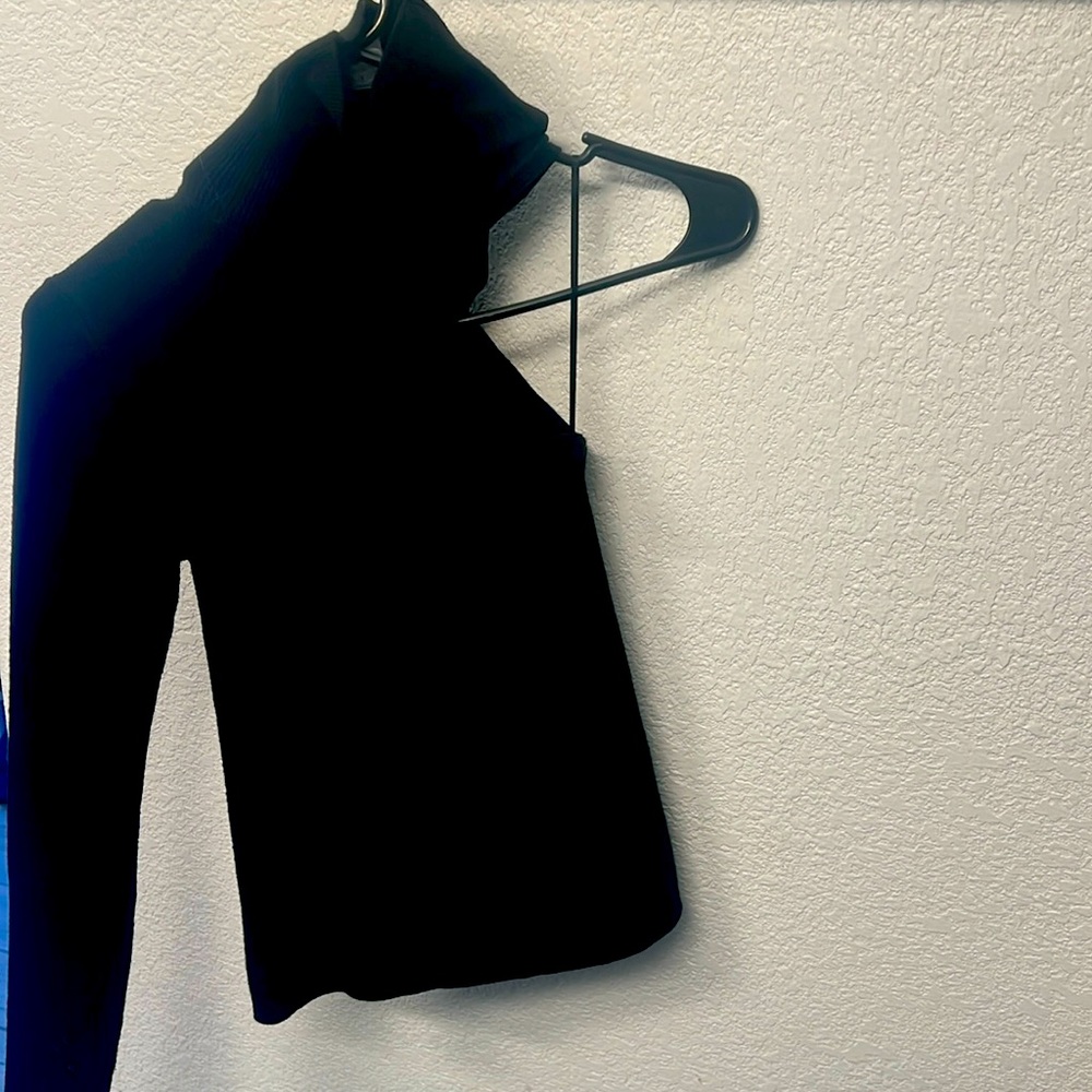 Cold shoulder black sweater top